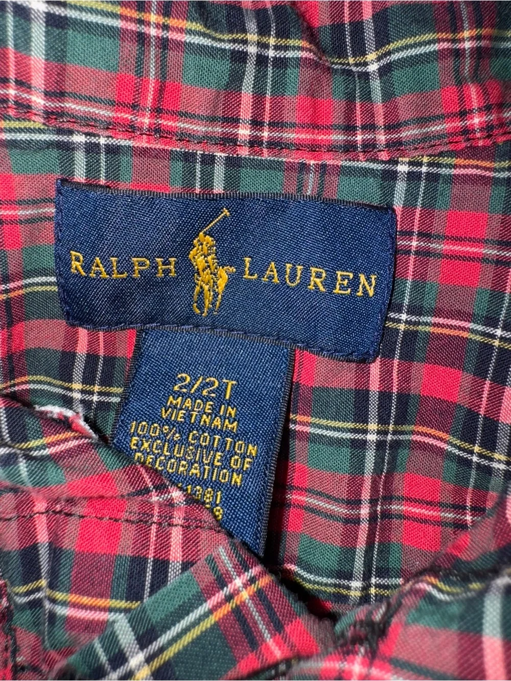 Ralph Lauren Toddler 2T Plaid Button Front Shirts Lot of 2 100% Cotton Polo
